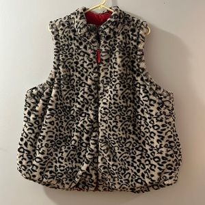 soft cheetah print puffer vest, size 2 or XXL from maurice’s.